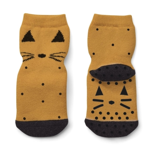 Skarpety antypoślizgowe 2szt - NELLIE CAT MUSTARD