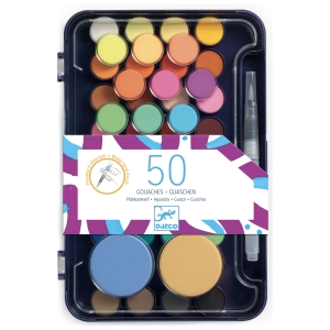 DJECO Farby gwaszowe 50 kolorów - PALETA ARTYSTY