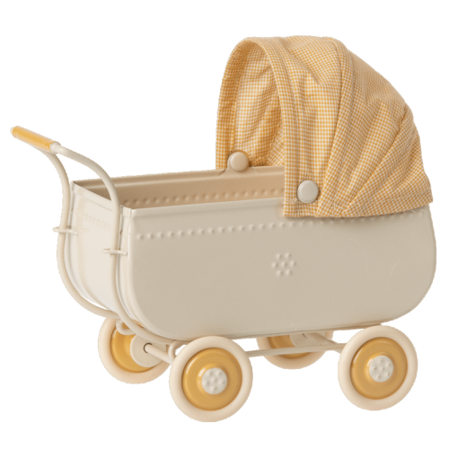 MAILEG Metalowy wózek dla myszek 15cm - MICRO PRAM YELLOW