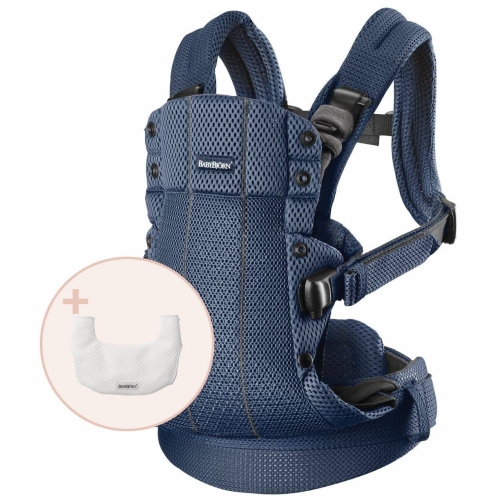 BABYBJORN - nosidełko Harmony 3D Mesh, Granatowy + śliniaczek do nosidełka Harmony