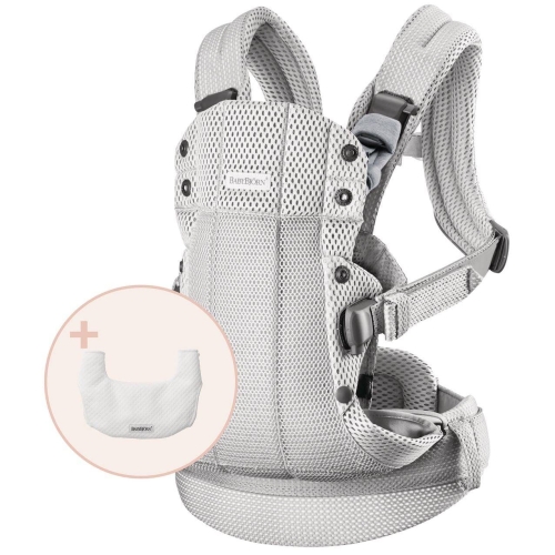 BABYBJORN - nosidełko Harmony 3D Mesh, Szary + śliniaczek do nosidełka Harmony