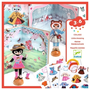 DJECO Zestaw artystyczny z naklejkami 3+ - MAŁA PRZEBIERALNIA KOTKI