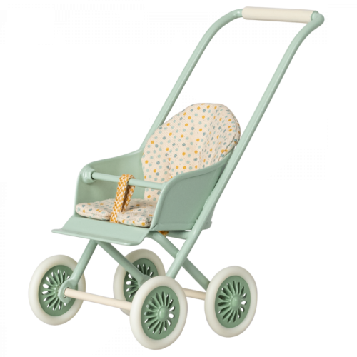 MAILEG Metalowy wózek dla myszek 13cm - MICRO STROLLER MINT