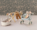 MAILEG Metalowy wózek dla myszek 13cm - MICRO STROLLER MINT