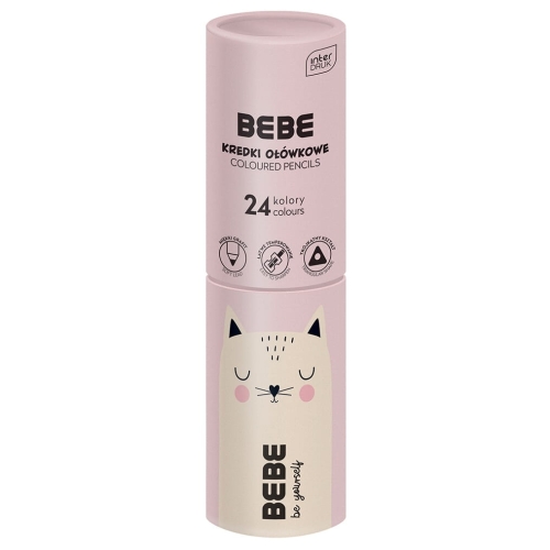 BEBE FRIENDS Kredki ołówkowe w tubie 24 kolory - KOTEK