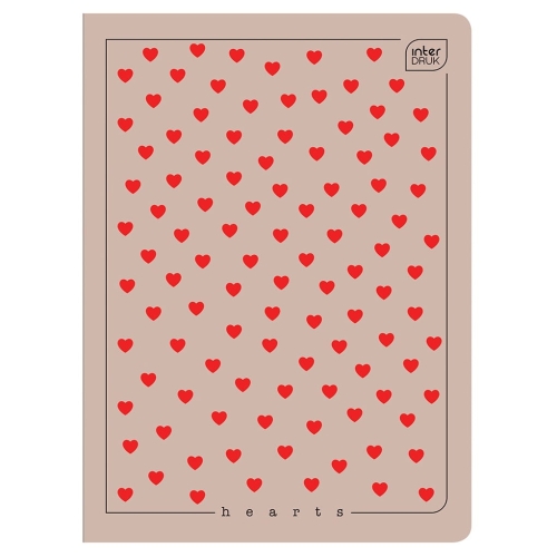 HEARTS Zeszyt A5 kratka 60 - BEIGE