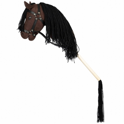ASTRUP Koń na kiju z otwartą buzią HOBBY HORSE - BRĄZOWY