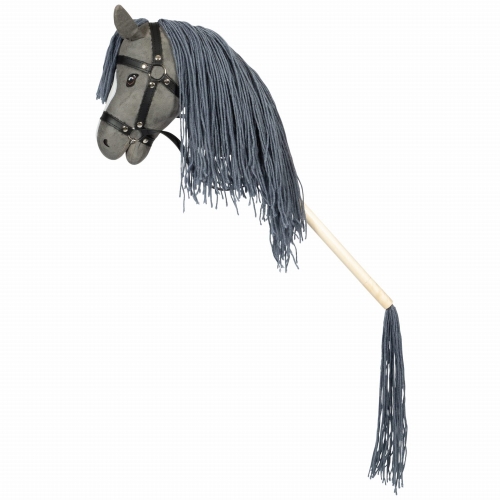ASTRUP Koń na kiju z otwartą buzią HOBBY HORSE - SZARY
