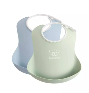 BABYBJORN - 2 śliniaki -  Powder Green / Powder Blue