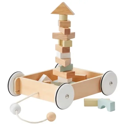 Kid's Concept - Wózek z drewnianymi klockami