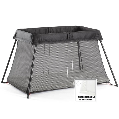BABYBJORN - łóżeczko turystyczne LIGHT - czarny + prześcieradło