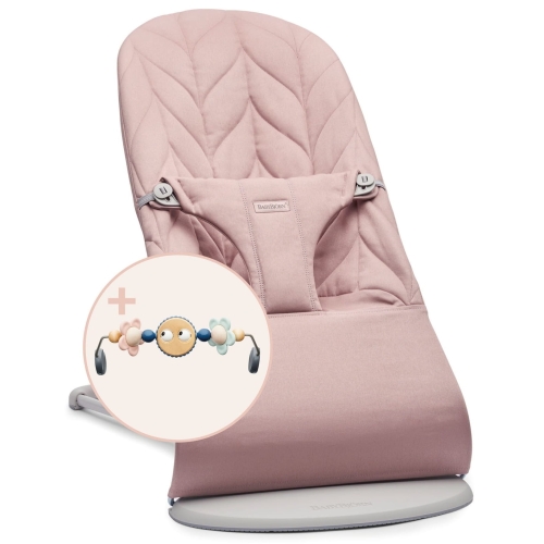 BABYBJORN - leżaczek BLISS COTTON, Petal Quilt, Zgaszony róż + Zabawka Googly Eyes Pastels