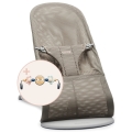 BABYBJORN - leżaczek BLISS MESH - Szarobeżowy + Zabawka Googly Eyes Pastels