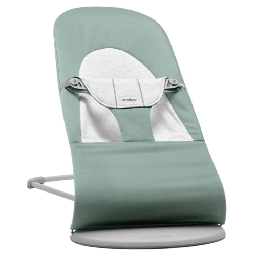 BABYBJORN - leżaczek BALANCE SOFT WOVEN/JERSEY - Jasnoszałwiowy/Szary