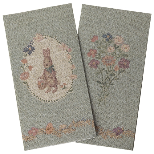 MAILEG Serwetki papierowe 16cm - LAPIN de PAQUES GREEN | GREEN