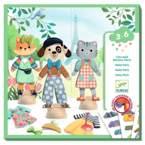 DJECO Zestaw wielorazowe naklejki 3+ - KOTKI W PARYŻU