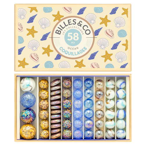 BILLES & Co Szklane kulki large box - MUSZELKI