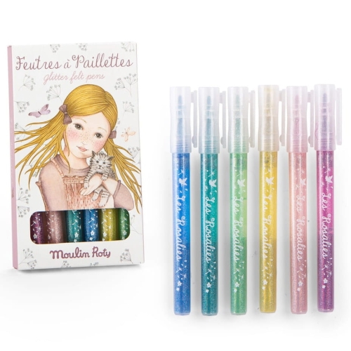 MOULIN ROTY Zestaw 6 mazaków z brokatem - LES ROSALIES