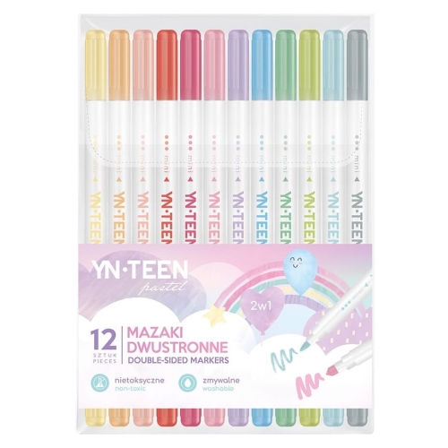 YN-TEEN Mazaki dwustronne 12szt - PASTEL