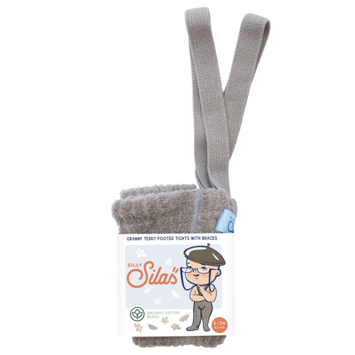 SILLY SILAS Rajstopy na szelkach - GRANNY TEDDY OYSTER GREY