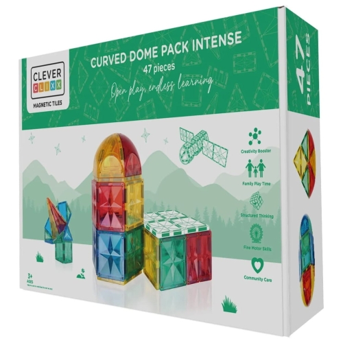 Cleverclixx - Klocki magnetyczne Curved Dome Pack Intense - 47 el.