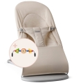 BABYBJORN - leżaczek BALANCE SOFT WOVEN/JERSEY Tri Fabric, Jasny Beż + zabawka do leżaczka - Googly Eyes