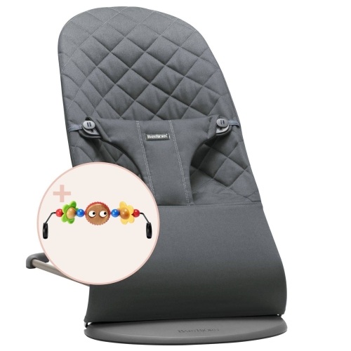 BABYBJORN - leżaczek BLISS Woven - Antracytowy + zabawka do leżaczka BALANCE Googly Eyes