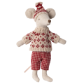 MAILEG Myszka narciarka 15cm - WINTER MUM RED