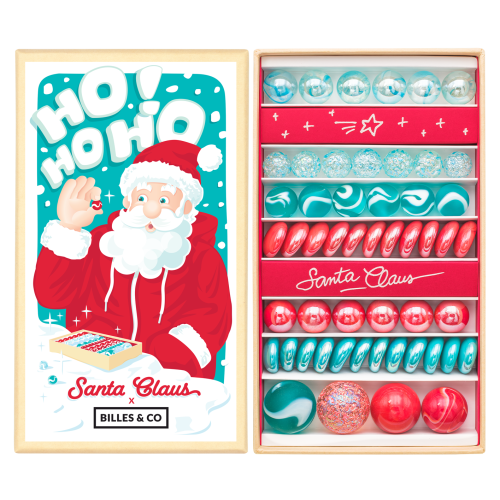 BILLES & Co Szklane kulki large box - SANTA CLAUS