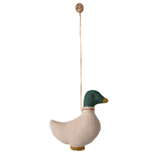 MAILEG Zawieszka świąteczna lniana kaczka - DUCK zielona