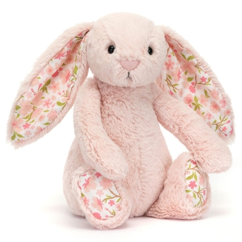 JELLYCAT Pluszowy króliczek z kwiecistymi uszami 18 cm - PUDROWY RÓŻ CHERRY