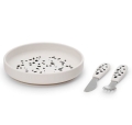Elodie Details - Zestaw silikonowy - talerzyk i sztućce - Dalmatian Dots