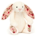 JELLYCAT Pluszowy króliczek z kwiecistymi uszami 18cm - KREMOWY BERRY