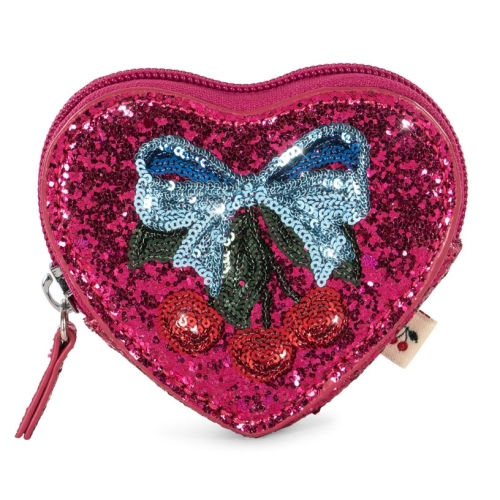 KONGES SLOJD Cekinowy portfelik z wisienką | serce - TUT SANGRIA