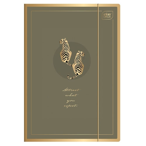 SATIN GOLD Teczka z gumką A4 - BLOSSOM OLIVE