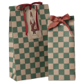MAILEG Torebka prezentowa papierowa - CHECKER GREEN MINI