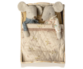 MAILEG Drewniane łóżeczko dla myszek 9,5cm - OFF WHITE