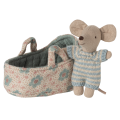 MAILEG Myszka dzidziuś w nosidełku - BABY in CARRY COT BLUE