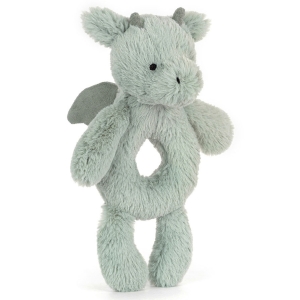 JELLYCAT Pluszowy smok grzechotka 18cm - MIĘTOWO-SZARY