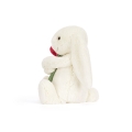 JELLYCAT Pluszowy kremowy króliczek z różą 31cm