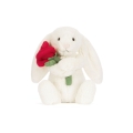 JELLYCAT Pluszowy kremowy króliczek z różą 31cm