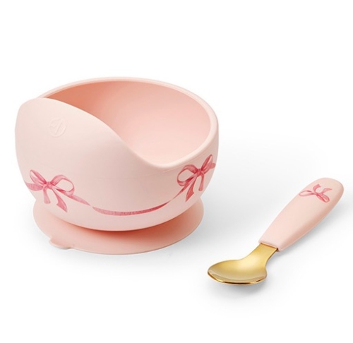 Elodie Details - zestaw do karmienia - miseczka i łyżeczka, rosy bow