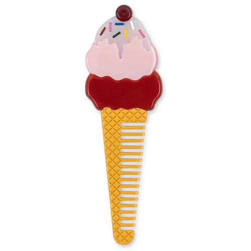KONGES SLOJD Grzebień do włosów z acetatu - ICE CREAM AMOUR PINK