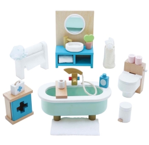 LE TOY VAN Drewniane mebelki do domku dla lalek - ŁAZIENKA DAISYLANE