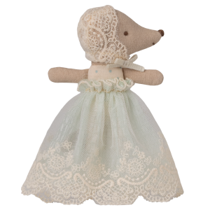 MAILEG Myszka dzidziuś w sukience do chrztu - BABY SLEEPY-WAKEY MINT