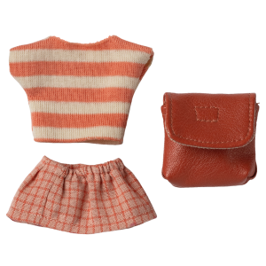 MAILEG Ubranko dla myszki starszej siostry 13cm - CLOTHES and BAG CORAL