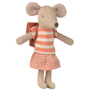 MAILEG Myszka rowerzystka 13cm - TRICYCLE BIG SISTER CORAL