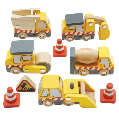 LE TOY VAN Drewniane samochody | pojazdy - zestaw BUDOWLANE