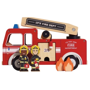 LE TOY VAN Drewniany wóz strażacki | zestaw z figurkami