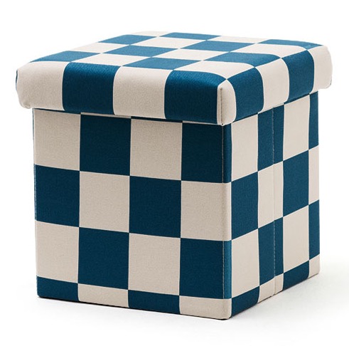 Kid's Concept - Pufa ze schowkiem w szachownicę - 30 cm, check teal